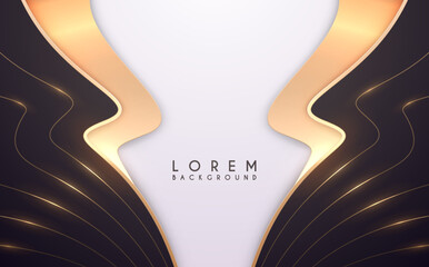 Wall Mural - abstract black and white luxury background with golden elements