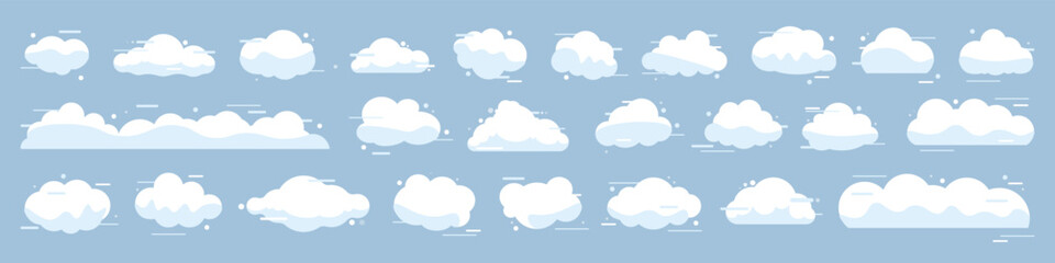 Poster - Cartoon sky cloud collection in a flat design. Set of cloud icons