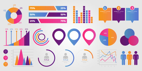Poster - Infographic elements diagram collection in a flat design