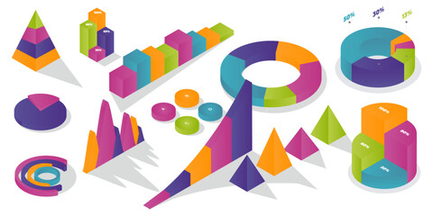Poster - Infographic elements diagram collection in isometric design
