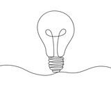 Fototapeta  - Continuous drawing line art of light bulb. Idea concept. Hand drawn one line vector illustration