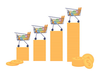 Poster - changes in grocery prices flat concept vector spot illustration. editable 2d cartoon object on white