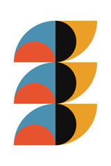 Poster - Abstract geometric minimalist artwork. Vector illustration made of simple shapes like circle, square, triangle. Retro background in Bauhaus style and bold colors: red, yellow, blue and black on white