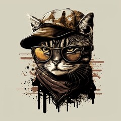 Wall Mural - cat in sunglasses Generative Ai