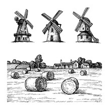 Haystack Field And Mills Sketches.