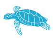 Vector Sea Turtle Flat Silhouette Illustration Isolated On A White Background.