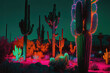 Magical colorful desert at night by generative AI
