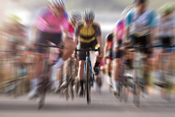 Wall Mural - Cycling competition,cyclist athletes riding a race at high speed, abstract