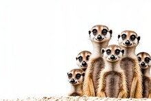 Background Of A Meerkat Family. Wallpaper Illustration. Front View With Copy Space For Text Information Or Content. Concept Of Tribute, Celebration And Greeting Card, Wild World. Generative AI.