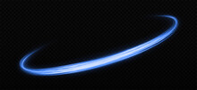 Shiny Lines With Sparkles. Magic Blue Comet Light Trail With Glitter Particles. Space Wavy Lines Twinkle On Transparent Background. 