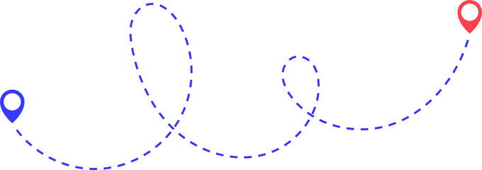 Sticker - Route icon between two points with dotted path and location pin