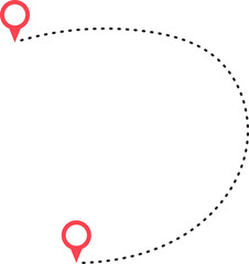 Sticker - Route icon between two points with dotted path and location pin