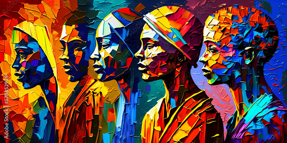 Abstract painting concept. Colorful art of an African people ...