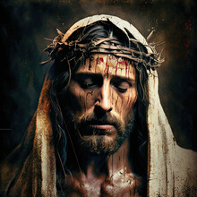 The Sufferings Of Jesus Christ In The Crown Of Thorns. AI Generativ.