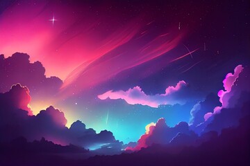 Wall Mural - dreamlike gradient sky at night time , idea for background wallpaper. generative ai