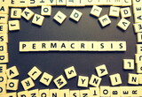 Fototapeta Sypialnia - Permacrisis Letters and words tiles