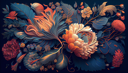 background with flowers, Flowers in the garden, vintage bouquet of beautiful flowers, abstract pattern with beautiful spring flowers. Created with Generative AI 