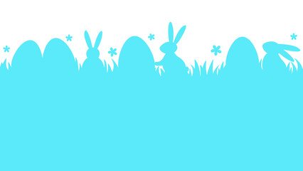 Wall Mural - Easter eggs and bunnies on transparent background. Minimal design for card, poster and banner. Vector illustration