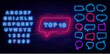 © Anastasia Gapeeva - Top 10 neon sign. Speech bubbles frames set. Hit parade and champion label. Vector stock illustration