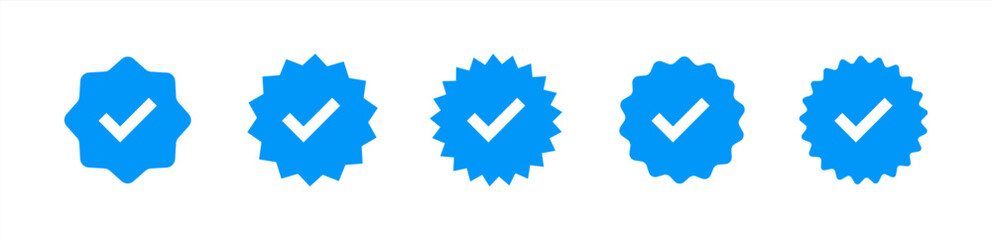 verified badge profile set. instagram verified badge. social media account verification icons. blue 