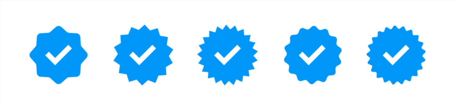 verified badge profile set. instagram verified badge. social media account verification icons. blue 