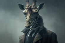 Generative AI Illustration Of Giraffe In Suit And Coat