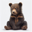 illustration of black bear cub on white background AI generated