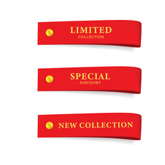 Wall Mural - set of new and sale banner. red label tag. badge for shopping e-commerce website. limited, special a