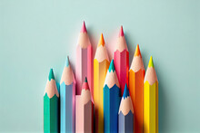 School color pencils on pastel background.