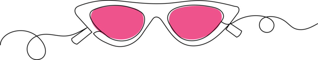 Sticker - sunglasses line drawing on white background isolated