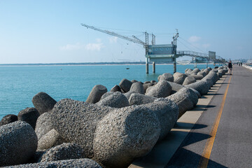 marina di ravenna industrial port large ships for the transport of goods in containers