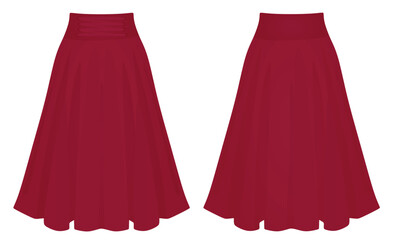Red pleated skirt. vector illustration