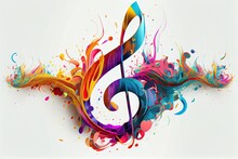 Illustration Music Notes Background. Colorful And Music Notes Isolated. Music Poster With Music Notes. Generative Ai
