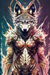 Wolf Evil werewolf , Splash art wearing armor , animal night . Generative ai