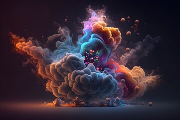 Wall Mural - A colorful galaxy with a blue and purple nebula made with generative AI