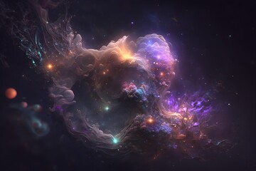 a colorful galaxy with a blue and purple nebula made with generative ai