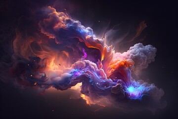 Wall Mural - A colorful galaxy with a blue and purple nebula made with generative AI
