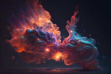 Wall Mural - A colorful galaxy with a blue and purple nebula made with generative AI