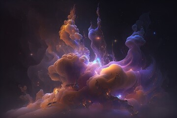Wall Mural - A colorful galaxy with a blue and purple nebula made with generative AI