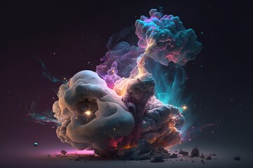 Wall Mural - A colorful galaxy with a blue and purple nebula made with generative AI