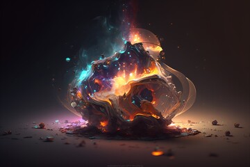 Wall Mural - A colorful galaxy with a blue and purple nebula made with generative AI