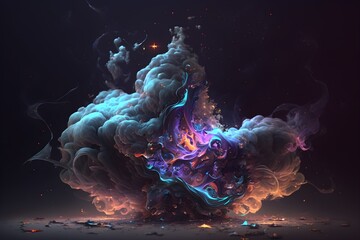 Wall Mural - A colorful galaxy with a blue and purple nebula made with generative AI