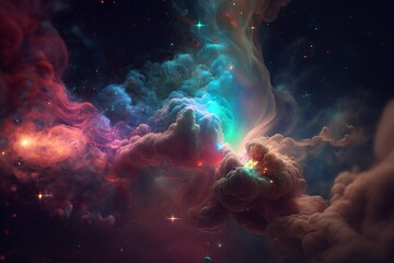 Wall Mural - A colorful galaxy with a blue and purple nebula made with generative AI