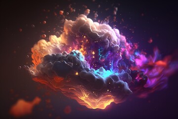 Wall Mural - A colorful galaxy with a blue and purple nebula made with generative AI