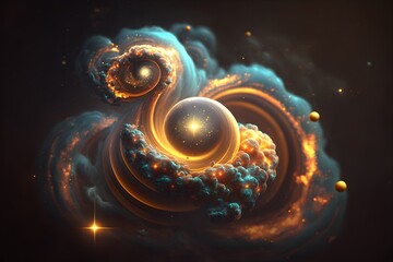 Wall Mural - A colorful galaxy with a blue and purple nebula made with generative AI