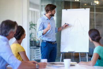 Poster - This is our focus area. a handsome young man giving a business presentation.