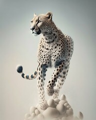 Sticker - White leopard studio shot. Generative AI