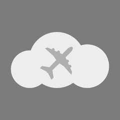 Wall Mural - Airplane in the cloud vector. Cloud file storage icon about flights vector.