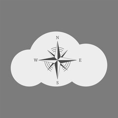 Fototapete - Compass in the cloud vector. Cloud location vector icon. Cloud location storage.