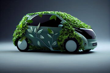 Electric car concept in green environment concept